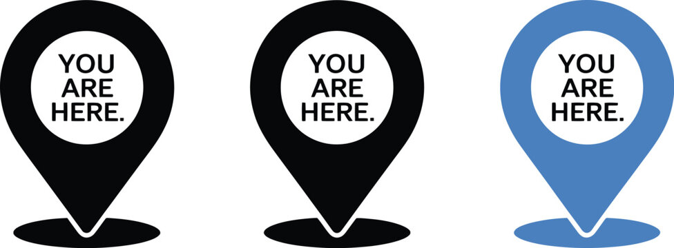 You are here marker, map location icon for navigation, wayfinding, positioning, directions, and travel guidance systems.
