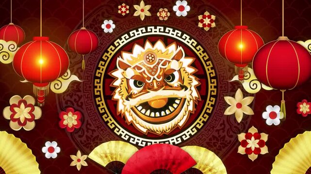 Chinese Golden Lion Mask