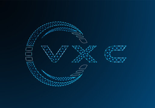 VXC low poly letter logo vector design. VXC lower poly logo design. Low poly logo.