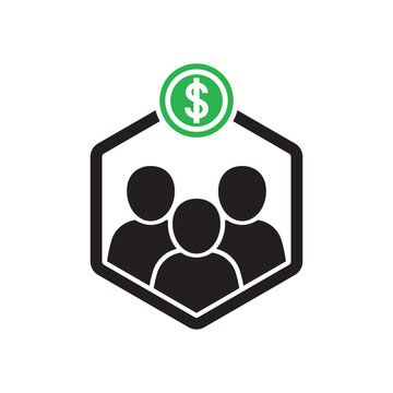 shareholders team like remuneration or grant icon. outline simple trend ico with dolar logotype graphic stroke design web element isolated on white. concept of economy success or crowdfunding symbol