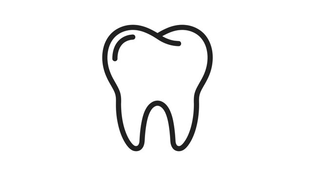 Tooth Silhouette On White Background A Simple Line Drawing