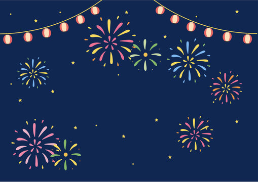 夏の背景　夏のバナーイラスト　夏祭り　花火　夏の背景イラスト