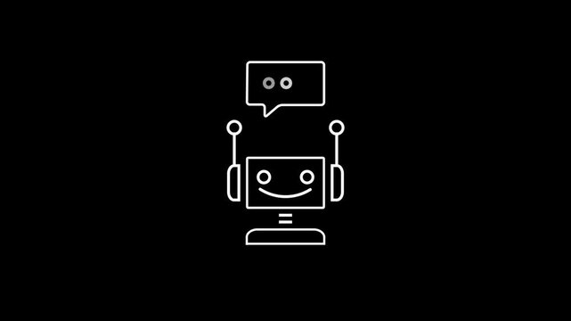Futuristic animated robot chatbot icon for artificial intelligence and technology concepts of assistance for communication and support icon.