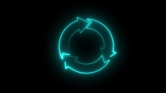 Neon Recycling Icon Around Glowing Earth Animation Global Ecology cyne Energy Sustainable Future 4K video.