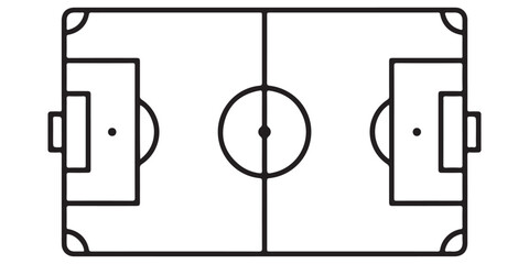 Minimalist Black Outline Soccer Field Diagram Graphic on White © Muhammad