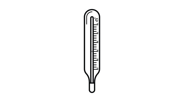 Glass thermometer with celsius scale black line silhouette