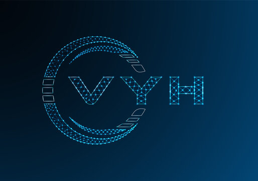 VYH low poly letter logo vector design. VYH lower poly logo design. Low poly logo.