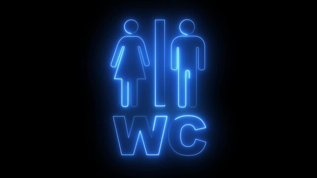 glowing neon Male and female toilet signs icon and gender symbols in for restroom identification and public signage. male and female icons separated by a line for public washroom facilities.