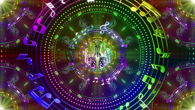 Colorful Music Notes Mandala