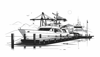 Large Yacht Moored at Dock Side. © uci