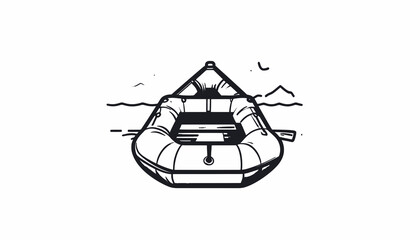 Inflatable Rescue Boat Closeup View. © uci