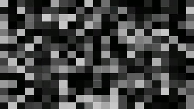 Loopable abstract mosaic blur censored animated. Dynamic pixelated background. Blocks shifting and changing constantly. Shining pulsing square tiles. Digital blocky glitch and mosaic geometric loop.
