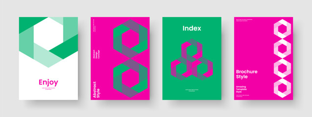 Fototapeta premium Geometric Report Design. Abstract Book Cover Template. Isolated Brochure Layout. Poster. Banner. Background. Flyer. Business Presentation. Magazine. Newsletter. Pamphlet. Journal. Leaflet