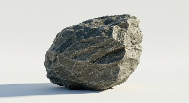 Large gray rock on white background.