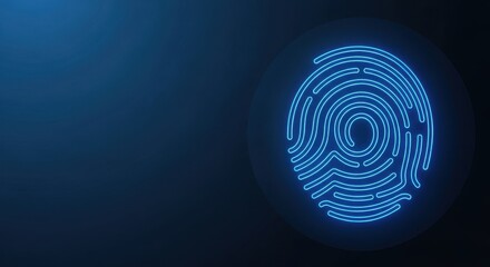 Naklejka premium Glowing Neon Fingerprint Icon for Digital Security and Biometric Identification