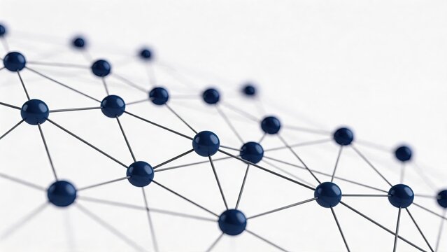 Abstract blue network nodes connected by lines, representing digital connectivity, data structure, neural networks, technology infrastructure