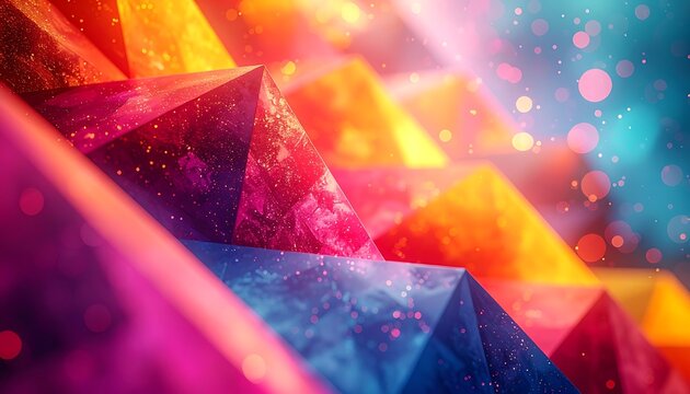 Vibrant colorful geometric pyramid shapes.