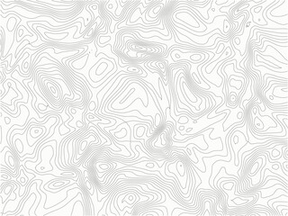Fototapeta premium A detailed topographic map design with intricate black contour lines on a white background, showcasing varying elevations and depths, wavy patterns and shapes, abstract