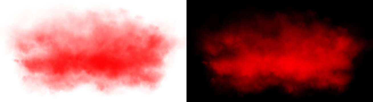 PNG image of Vibrant red soft smoke cloud effect with wispy ethereal textures and organic flowing shapes created for design on transparent background