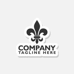 Fleur de lis company logo sticker isolated on gray background © sljubisa