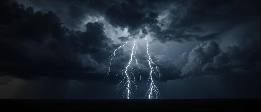 Dramatic Night Thunderstorm with Lightning Flashes Storyboard Composite