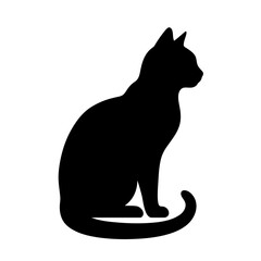 Black cat silhouette, feline icon, pet symbol, animal shape isolated on White Background Silhouette © Monsur Helal