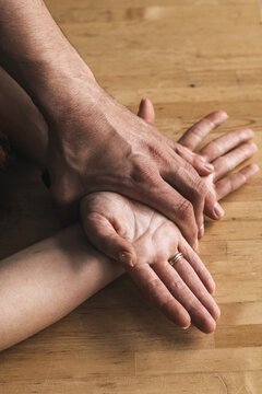 A man holds a woman's hands. Love, sex, relationships, psychology