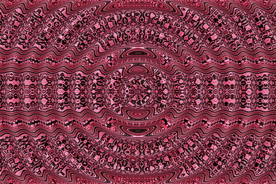 Abstract circular ripple pattern with traditional Serbian Pirot kilim motifs.