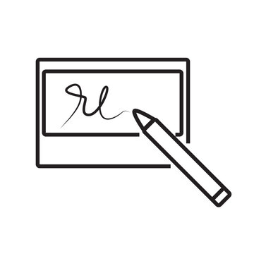 Electronic Signature Icon. Digital E-Sign Document Approval Vector Illustration