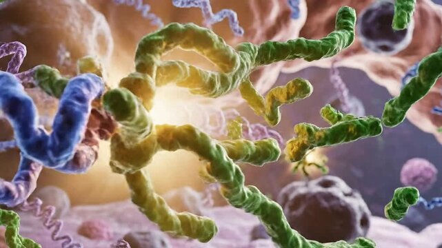 4K Cinematic Visualization of RNA Interference (RNAi) Molecules Targeting and Neutralizing Viral Particles in a Detailed Cellular Environment