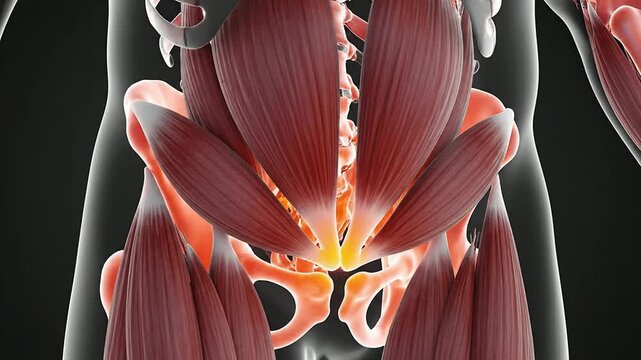 4K Medical Visualization of Heat Distribution in the Psoas Muscle During Activation for Understanding Muscle Function and Anatomy
