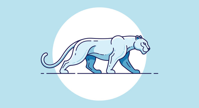Stylized blue panther mascot logo with circle background.