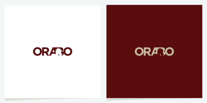 Orabo Hidden Baboon Wordmark Logo.Premium wordmark logo featuring a hidden baboon symbol integrated into custom typography using negative space.