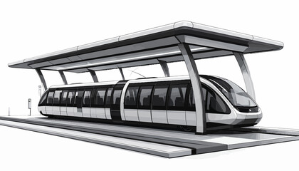 Modern Monorail Train At Station Platform. © Asus