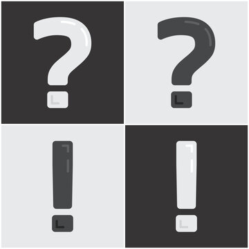 Minimalist question mark and exclamation point vector icon set