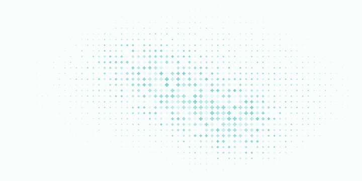 Medical healthcare seamless background. Green blue cross pattern. Repeating plus symbol wallpaper. Vector hospital pattern. Tech backdrop for presentation, banner, booklet, brochure, leaflet, poster
