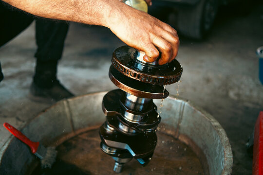 cleaning and disassembling car parts