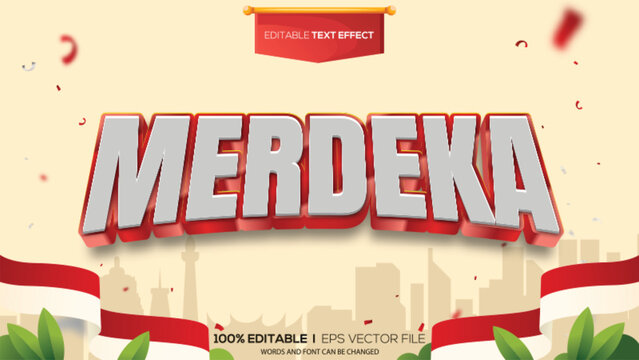 Indonesian Independence Day-themed 3D text effect