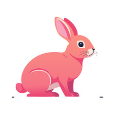 Fototapeta premium Cute Pink Rabbit Flat Vector Illustration