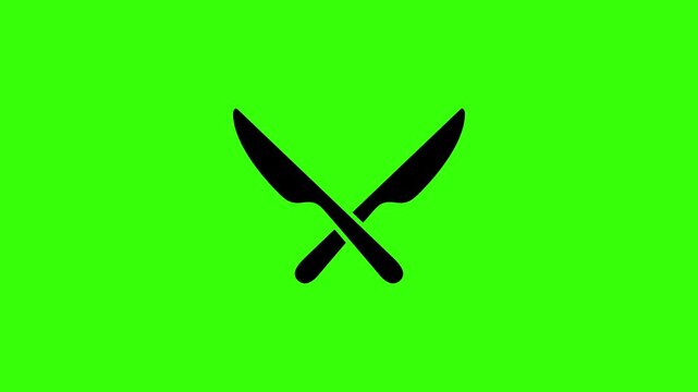 Green Screen Crossed Knives Animation Loop 4K