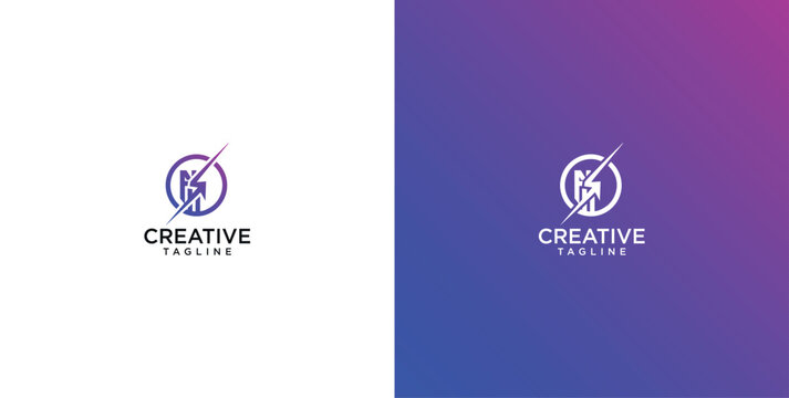 Professional architectural logo design with building silhouette inside a circle and dynamic diagonal element for creative branding and business identity