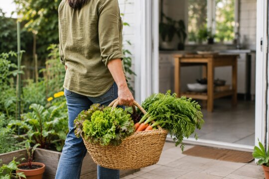 Growing fresh herbs and vegetables at home through indoor gardening and backyard harvest for a healthy sustainable lifestyle.