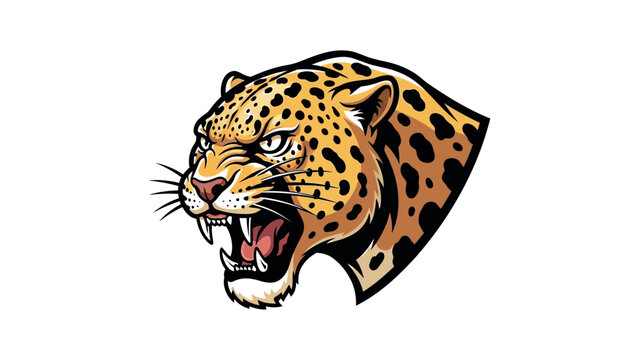 Aggressive leopard head mascot illustration for sports team branding.