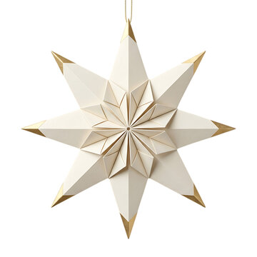 Decorative paper star ornament with gold tips for christmas holiday home decor