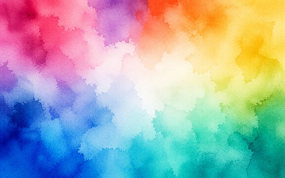 Bright Multicolor Watercolor Background with Rainbow Gradient, Soft Paint Wash, Artistic Cloud Texture, Color Splash, Hand Painted Paper and Abstract Backdrop, water color