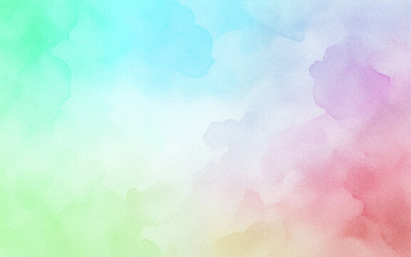 Mint Green Blue Pink Watercolor Background with Soft Pastel Gradient, Artistic Paint Wash, Hand Painted Paper Texture and Abstract Color Blend, Water Color