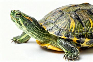 Obraz premium Close-up of a colorful turtle on white