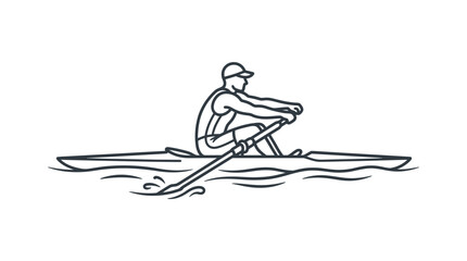 Minimalist line art of a rower in a scull. © salma