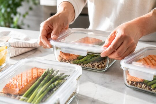 Healthy meal prep and food storage with organized ingredients, portion control and fresh containers for easy weekly nutrition.