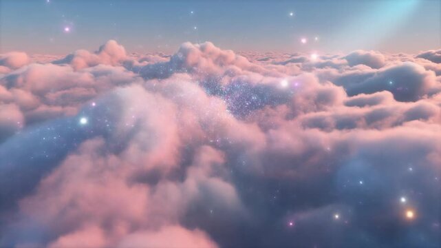 Heavenly Pink Clouds with Sparkling Stardust 4K Generative AI